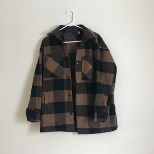 H&M plaid spring shacket xxs